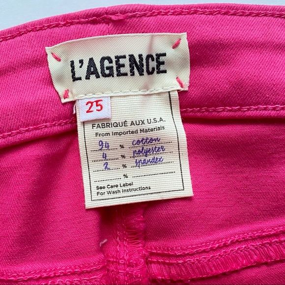L'AGENCE Coated Foil Metallic Stretch High Rise Skinny Jeans Hot Pink 25 - Picture 8 of 15